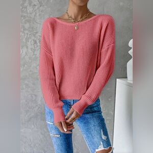 Women's Cropped Sweater - Coral
